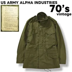 70s ヴィンテージ US ARMY 実物 アルファ インダストリーズ ALPHA INDUSTRIES 社製 76年 M－65 3rd ジャケット SCOVILL ZIP XS オリーブ メンズ