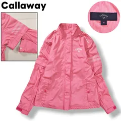 【美品】 キャロウェイ Callaway 長袖 x 半袖 切替 ウィンド ジャケット ブルゾン ジャンパー 裏地 メッシュ ロゴ プリント M ピンク ゴルフ スポーツ ウェア レディース ♪