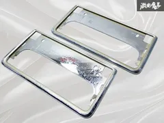 ★破損無し★ トヨタ 純正 プレステージ ナンバーフレーム ナンバープレート ライセンスフレーム 前後セット ゴールド メッキ 08407-00261のサムネイル