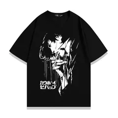 アニメ カウボーイビバップ プリント Tシャツ メンズ ストリート カジュアル 通勤 通学 ストリート ブラック