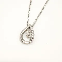 【中古】4℃ シルバー スイングネックレス 白トパーズ ダイヤ