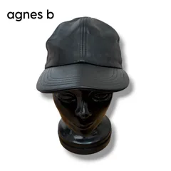 【agnes b 】フランス製 羊革 オールレザーキャップ