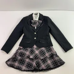 04w6389▽※【中古】パーソンズ 制服 フォーマル セットアップ 150サイズ リボン チェックスカート PERSON'S 【八王子店】