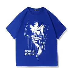 アニメ カウボーイビバップ プリント Tシャツ メンズ ストリート カジュアル 通勤 通学 ストリート ロイヤルブルー