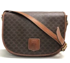 CELINE セリーヌ/M14 マカダム/ショルダーバッグ/ブラウン トリンオフ PVCレザー/斜め掛け/レディース/FB3707