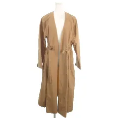 グリーンレーベルリラクシング ユナイテッドアローズ green label relaxing ガウンコート スプリング ノーカラー 38 茶 ブラウン トッパー ドロスト /MN32 ■ECC001