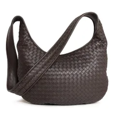 ボッテガヴェネタ 826877 ヴェネト イントレチャート ラムスキン フォンデンテ ブラウン ワンショルダーバッグ 斜め掛け レザー シルバー金具 BOTTEGA VENETA（美品）