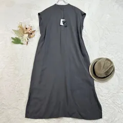 新品 未使用 定価10,450円 URBAN RESEARCH DOORS アーバンリサーチドアーズ リヨセルリネンワンピース 比翼ボタン サイドスリット チャコール タグ付き レディース