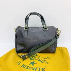 IL BISONTE イルビゾンテ 2WAY レザー ミニ ボストンバッグ ショルダーバッグ カバン 本革 トート レディース  ネイビー系 鞄 IF18341■