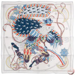 HERMES エルメス ガヴロッシュ Le Sacre de l'Hiver 冬の祭典 スカーフ 241039G 01 カレ45 コットン ホワイト マルチカラー【中古】