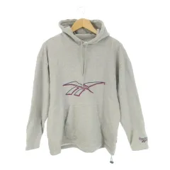 リーボック Reebok プルパーカー 上着 M グレー フード付き 長袖 ロゴデザイン /CK7 ■GY58