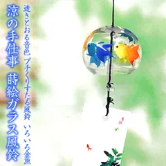 【宅配便】 風鈴 ガラス プチくりすたる風鈴 いろいろ金魚 R-192 会津喜多方 蒔絵仕上げ 手作り風鈴 木之本