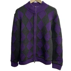 NEIGHBORHOOD(ネイバーフッド) ブルゾン サイズSMALL S メンズ パープル×ダークグレー アーガイル/ジップアップ/ニットのサムネイル
