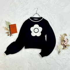 MARY QUANT LILY BROWN マリークワント リリーブラウン コラボ 別注 ジャガーニット クルーネック デイジー ストレッチ ブラック 黒 レディース LWNT234254