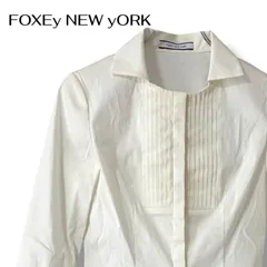 FOXy NEW yORK フォクシーニューヨーク オフホワイト レディース トップス 長袖 シャツ ブラウス ピンタック タキシードシャツ ストレッチ 白襟【サイズ38】Mサイズ相当 0001359OCのサムネイル