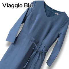 Viaggio Blu ビアッジョブルー ブルー レディース ワンピース ひざ丈ワンピース ロングワンピース 長袖 Vネック ウエストリボン【サイズ1】Sサイズ相当 0001360OCのサムネイル