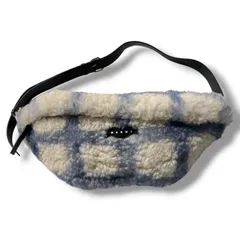 MARNI マルニ スプレープリント ムートンクロスバッグ ウエストバッグ チェック柄 イタリア製 ホワイト ブルー 白 青 メンズ 秋 冬 ゴーゴー古着久喜倉庫店 No.1565のサムネイル