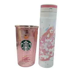 186000 現状品 Starbucks スターバックス タンブラー＆耐熱グラス ダブルウォール耐熱グラス ピンク 魔法ビン バレンタイン2026 ユニセックス 2点まとめ売り