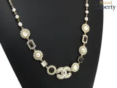 【激レア美品】シャネル CHANEL ココマーク パール ストラス ラインストーン カラーストーン ロングネックレス ペンダント チョーカー シャンパンゴールド シルバー パール ブラック ラインストーン フェイクパール カラーストーン