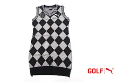 【中古】プーマ｜puma golf｜アーガイル柄ノースリーブニットワンピース｜レディースゴルフウェア｜923642｜S