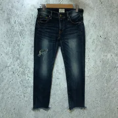 Ungrid アングリッド クラッシュ インディゴ フレイド ヘムストスリ デニム パンツ 24サイズ 〇□