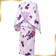 【新品】 [アリサナ] 浴衣 ２Way こども 女の子 セパレート 子供 120 130 140 150 160 (上衣・ワンピース・兵児帯の3点セット) 金魚ラベンダー 150cm 1