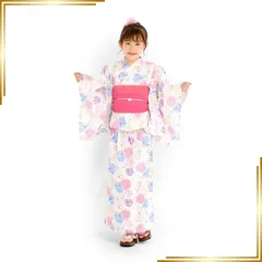 【新品】 [NISHIORI] 浴衣 2way セパレート ワンピース 4点セット 女の子 キッズ 浴衣ドレス キャミソール 兵児帯2本がセット 10柄 6サイズ (11W-1, 140cm) 1