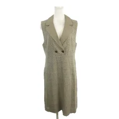 ミラショーン mila schon DUEMILA ワンピース ひざ丈 ノースリーブ 襟付き グレンチェック柄 40 茶 ブラウン /AH45 ■ECD001