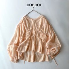doudou 楊柳シフォンギャザーブラウス - メルカリ