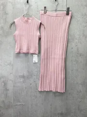 新品 qumerry. キュメリ ショルダーデザインリブニット トップス スカート セットアップ sizeS/ピンク ■◇◎レディース