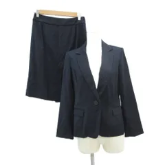 ナチュラルビューティーベーシック NATURAL BEAUTY BASIC スーツ セットアップ 上下 M 紺 ネイビー テーラードジャケット シングルボタン ミドル丈 タイトスカート ひざ丈 /YS49 ■GY58