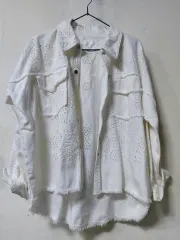 ザラ 白 エンブロイダリー デニム ラグラン シャツ ジャケット