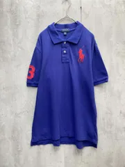 POLO RALPH LAUREN ポロ ラルフローレン ビッグポニー レッド刺繍 ボーイズ 鹿の子 ポロシャツ sizeL(14-16)/ネイビー ■◆ レディース
