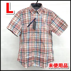 未使用品　BEVERLY HILLS POLO CLUB　メンズ/紳士　半袖シャツ　レッド/ブルー系　チェック柄　L　カジュアル/普段着　NMT4-057-08のサムネイル