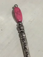 かんざし　簪　インド製 ヘアスティック　メタル　ピンクの飾り