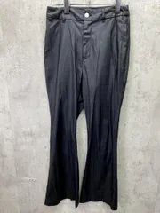 JEANASIS ジーナシス ビーガンレザー ストレート パンツ カジュアルパンツ スリットパンツ sizeM/黒 ■◇ レディース