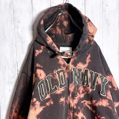 【海外モデル】オールドネイビー OLD NAVY  タイダイ ブラック ブリーチ フルジップパーカー #26217