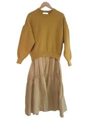 k03260318142　SENSE OF PLACE　フリーサイズ　黄色×ベージュ　　ワンピース or ドレス　ワンピース　秋冬