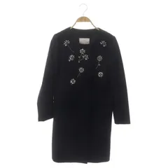 チェスティ Chesty ビジューノーカラーコート ロング アウター ウール 0 濃紺 ダークネイビー /MI ■OS