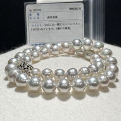 極美品/明細付】三越特選 黒蝶真珠 パールネックレス Black Pearl