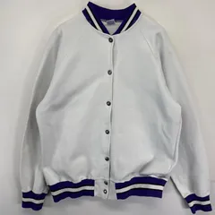 古着 ラッセル Russell USA製 スタジャン ブルゾン ナイロン バックプリント L  ホワイト レディース