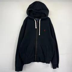 古着 ポロバイラルフローレン Polo by Ralph Lauren パーカー スウェット フルジップ ワンポイントロゴ L  ブラック メンズ