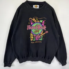古着 90's/90年代 ハードロックカフェ Hard Rock Cafe USA製 スウェット トレーナー ヘビー 厚手 ニューオリンズ XL  ブラック メンズ