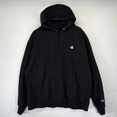 古着 チャンピオン Champion パーカー プルオーバー  スウェット フーディ ワンポイントロゴ リバースウィーブ  2XL  ブラック メンズ