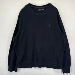 古着 ポロ・ラルフローレン POLO RALPH LAUREN スウェット トレーナー ワンポイントロゴ クルーネック ニット 2XL  ブラック メンズ