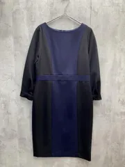 美品 VICKY ビッキー 配色切替 ワンピース フォーマル 長袖 ミモレ丈 size1/黒ｘ紺 ■◇ レディース