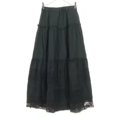 美品 DOLLY GIRL BY ANNA SUI ドーリーガールバイアナスイ コットン 日本製 レース ロング丈 フレアスカート 2 ブラック レディース 古着