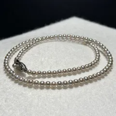 ナチュラル アコヤ真珠 ベビーパール ネックレス ブルーグレー 3.3～3.9㎜ 43㎝ 9.3g あこや 本真珠 pearl jewelry necklace SS210