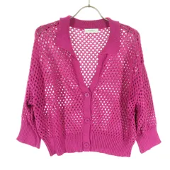 美品 PAGEBOY ページボーイ 5分袖 メッシュ カーディガン F ピンク レディース 古着