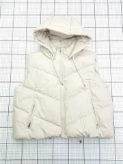 ◇ ⊇ ザラ ZARA フード付き中綿ベスト ベージュ系 Lサイズ レディース E  【1603230027459】